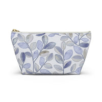 Cherry Plum Leaves Accessory Pouch w T-bottom in Blue